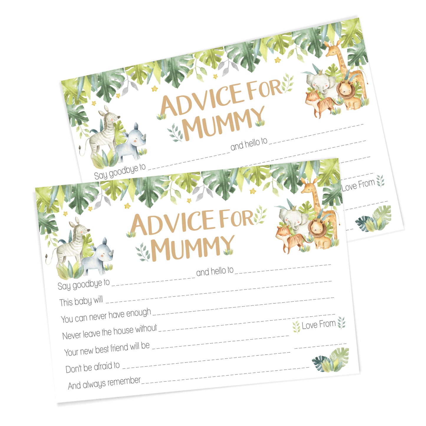 Baby Safari Advice Cards