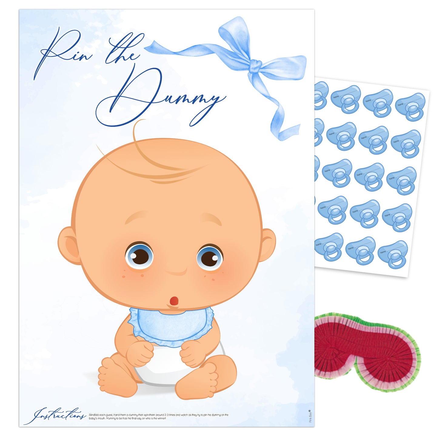 Blue Baby Bow Pin the Dummy Game