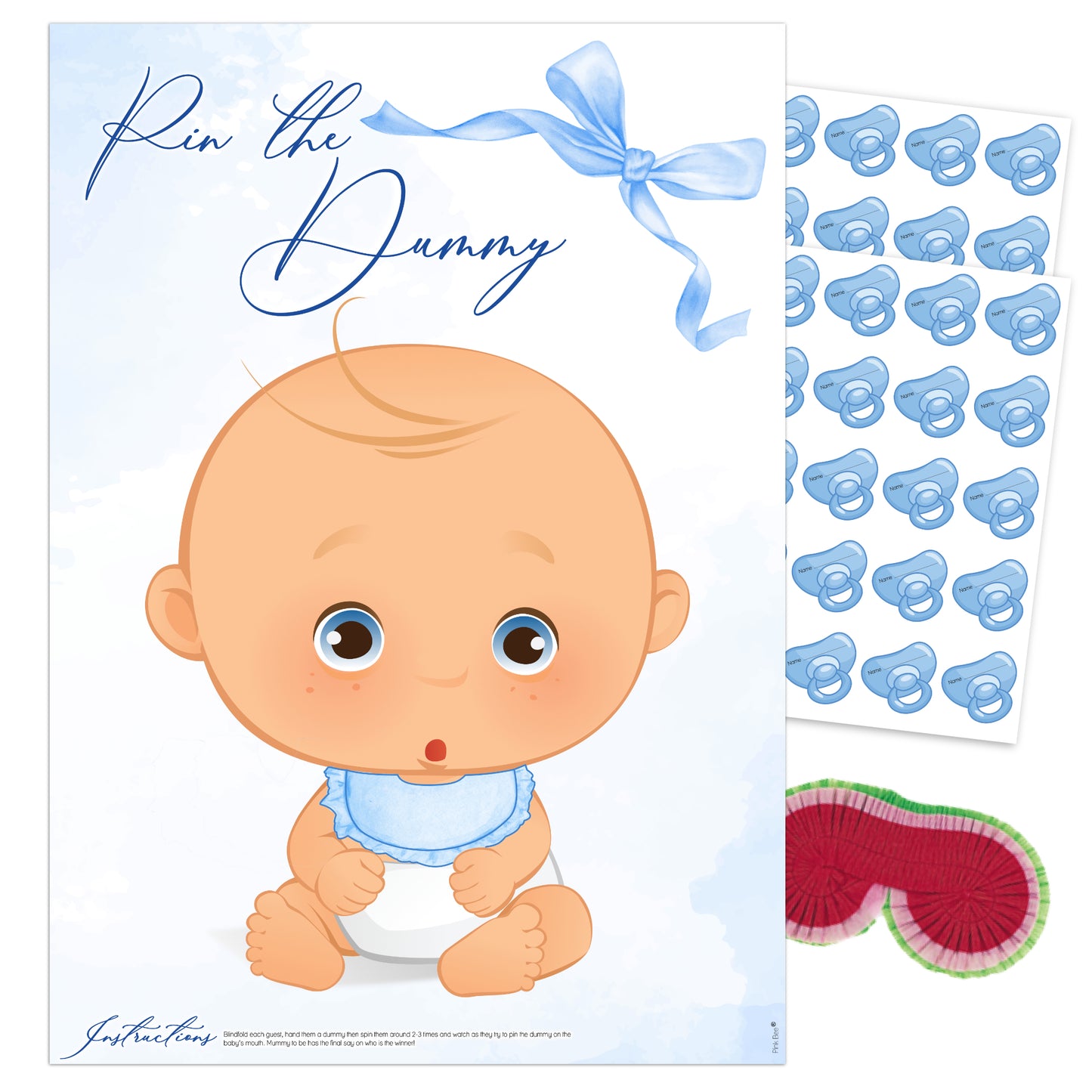 Blue Baby Bow Pin the Dummy Game