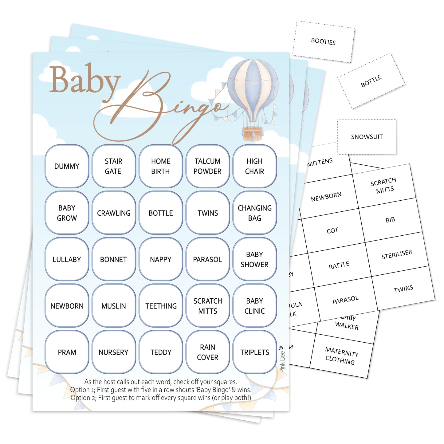 Baby Bingo Game in Up, Up and Away Theme Blue