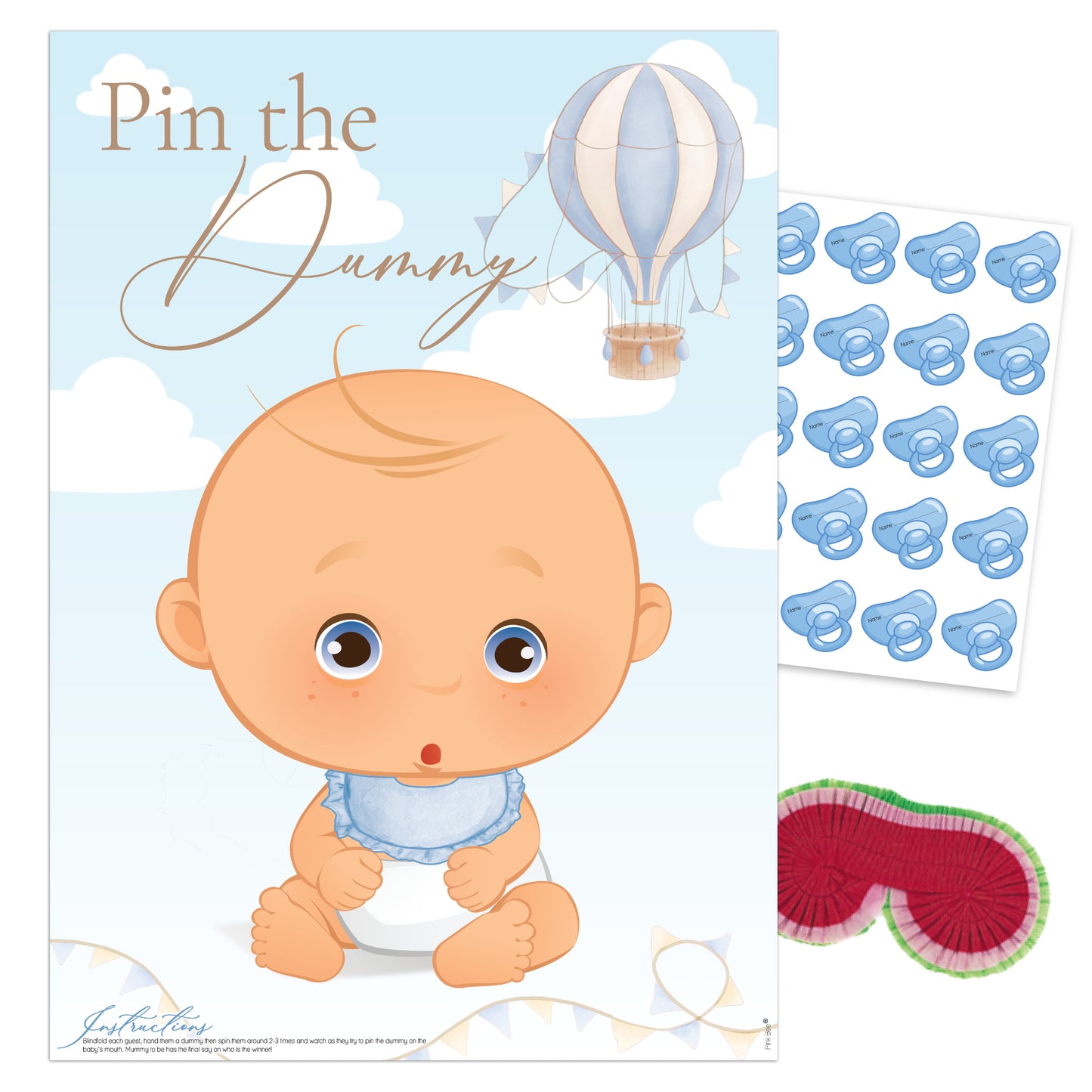 Up, Up and Away Pin the Dummy Game for Baby Boy