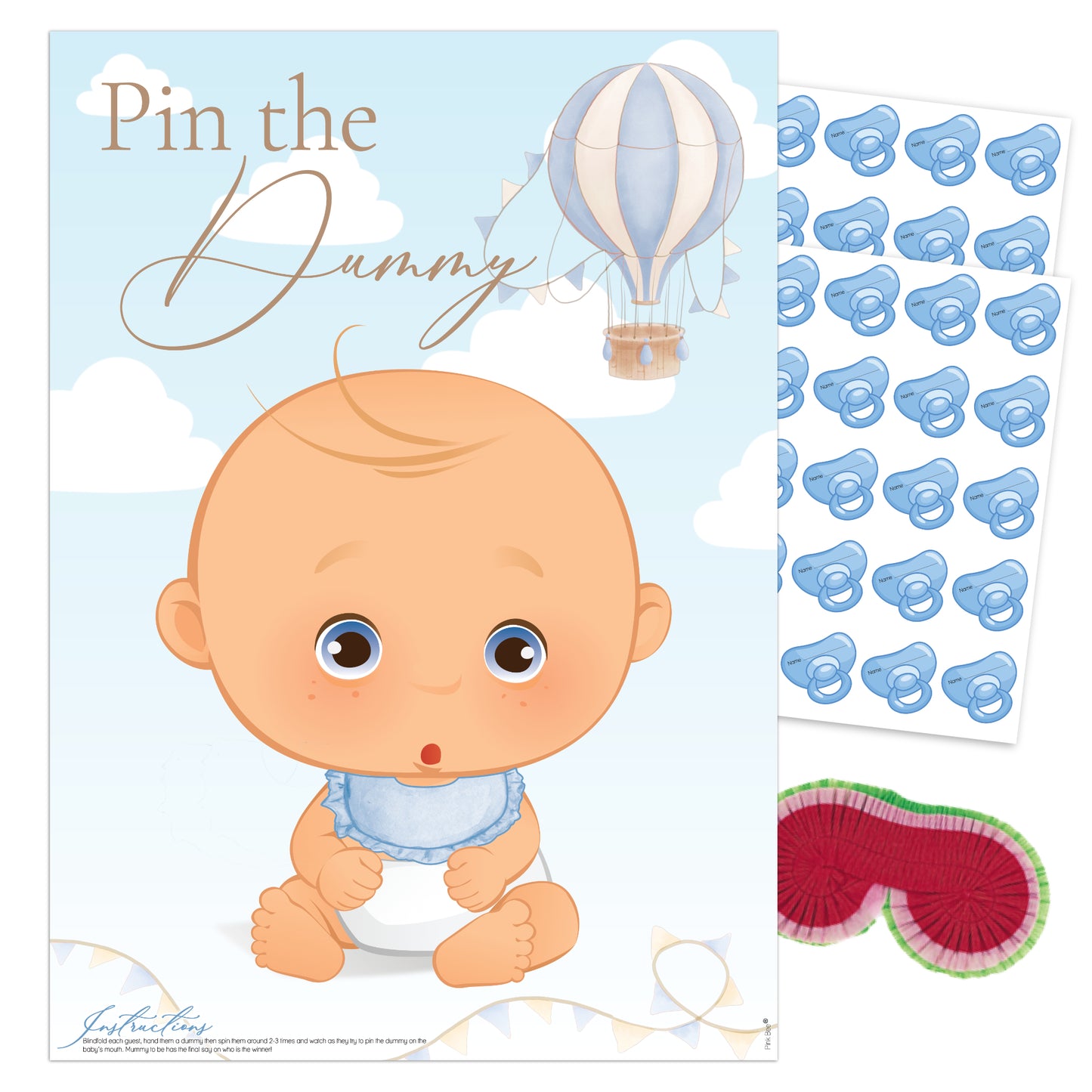 Up, Up and Away Pin the Dummy Game for Baby Boy