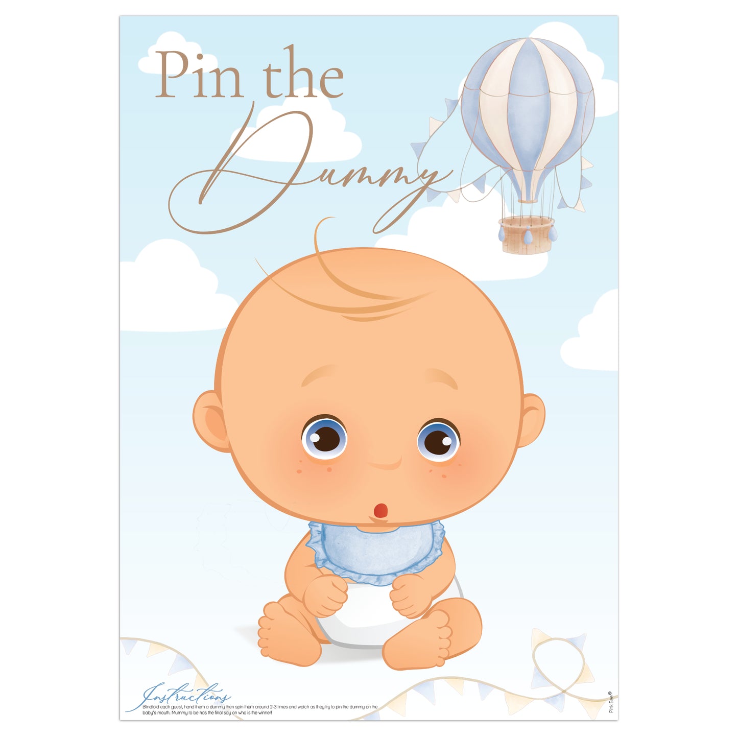 Up, Up and Away Pin the Dummy Game for Baby Boy