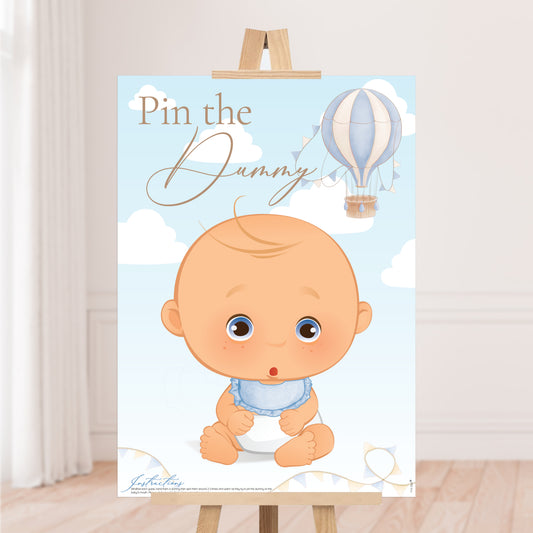 Up, Up and Away Pin the Dummy Game for Baby Boy