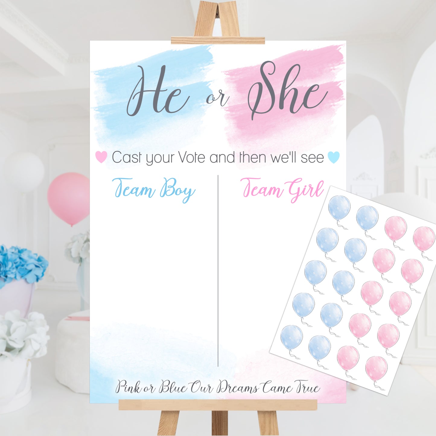 He or She Gender Reveal Voting Sign Guessing Game