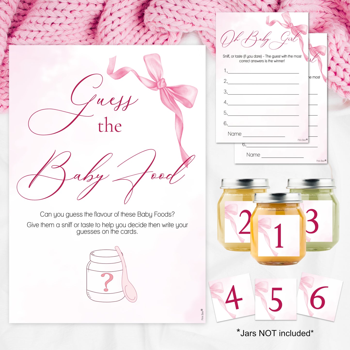 NEW - Pretty Pink Bow Theme Guess the Baby Food Game