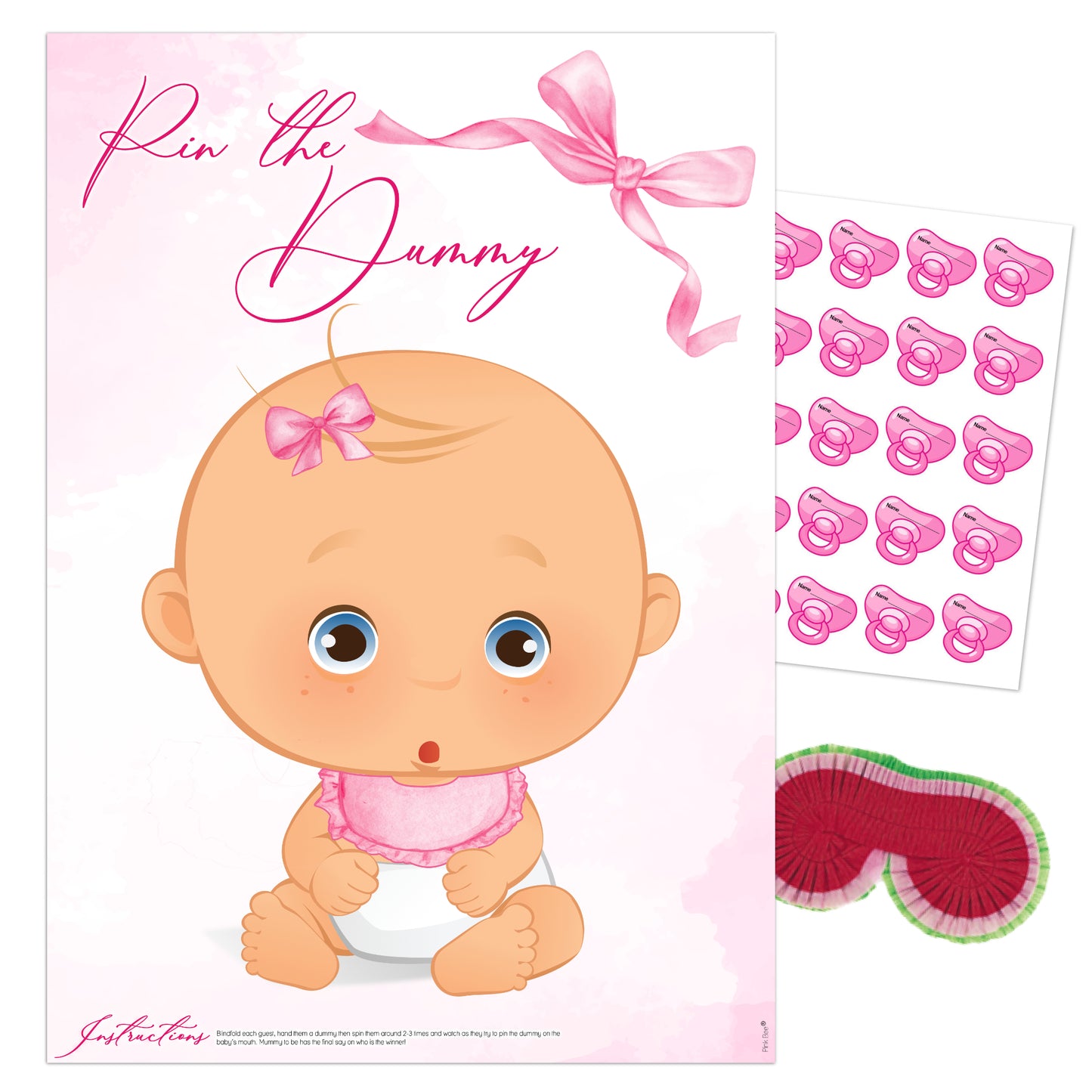 Pink Baby Bow Pin the Dummy Game