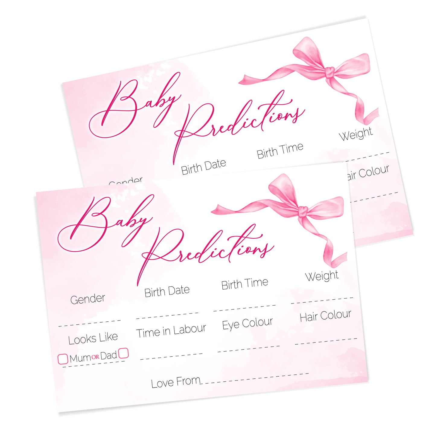 Pink Bow Prediction Cards