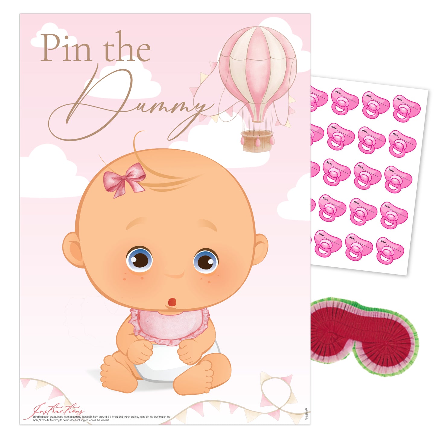 Up, Up and Away Pin the Dummy Game for Baby Girl