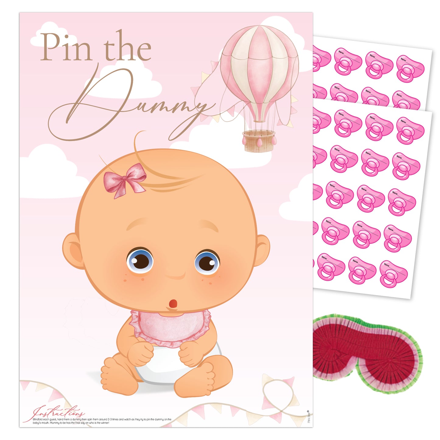 Up, Up and Away Pin the Dummy Game for Baby Girl