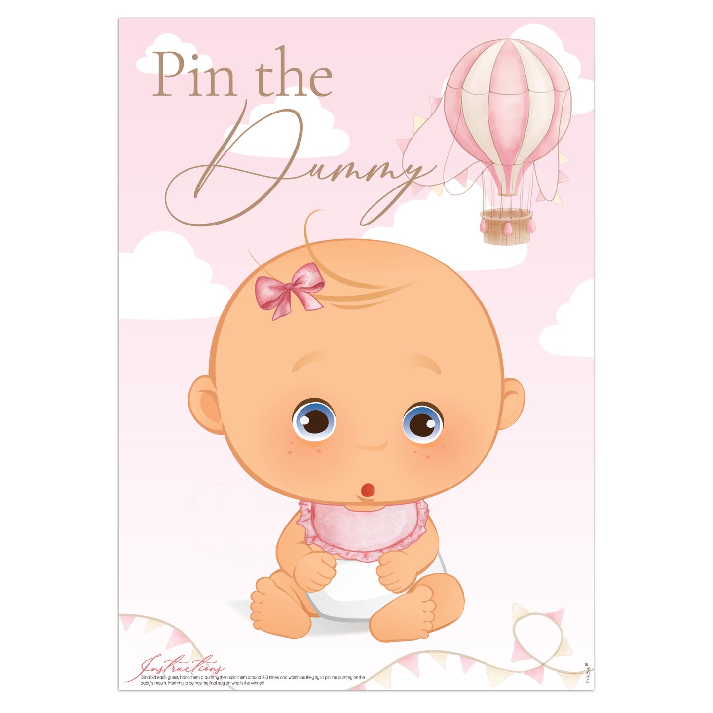 Up, Up and Away Pin the Dummy Game for Baby Girl