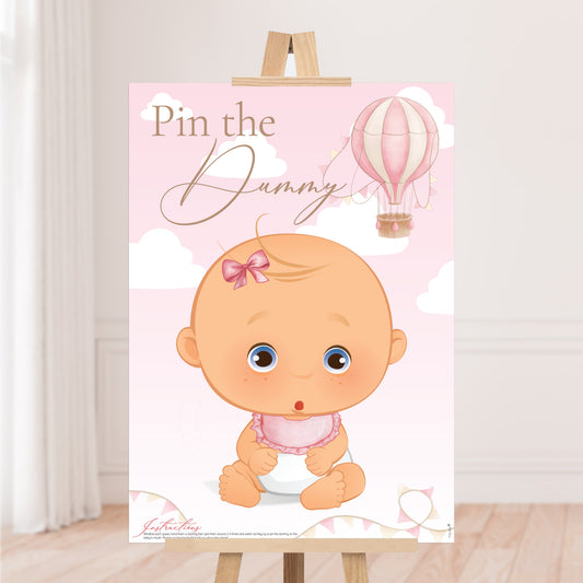 Up, Up and Away Pin the Dummy Game for Baby Girl