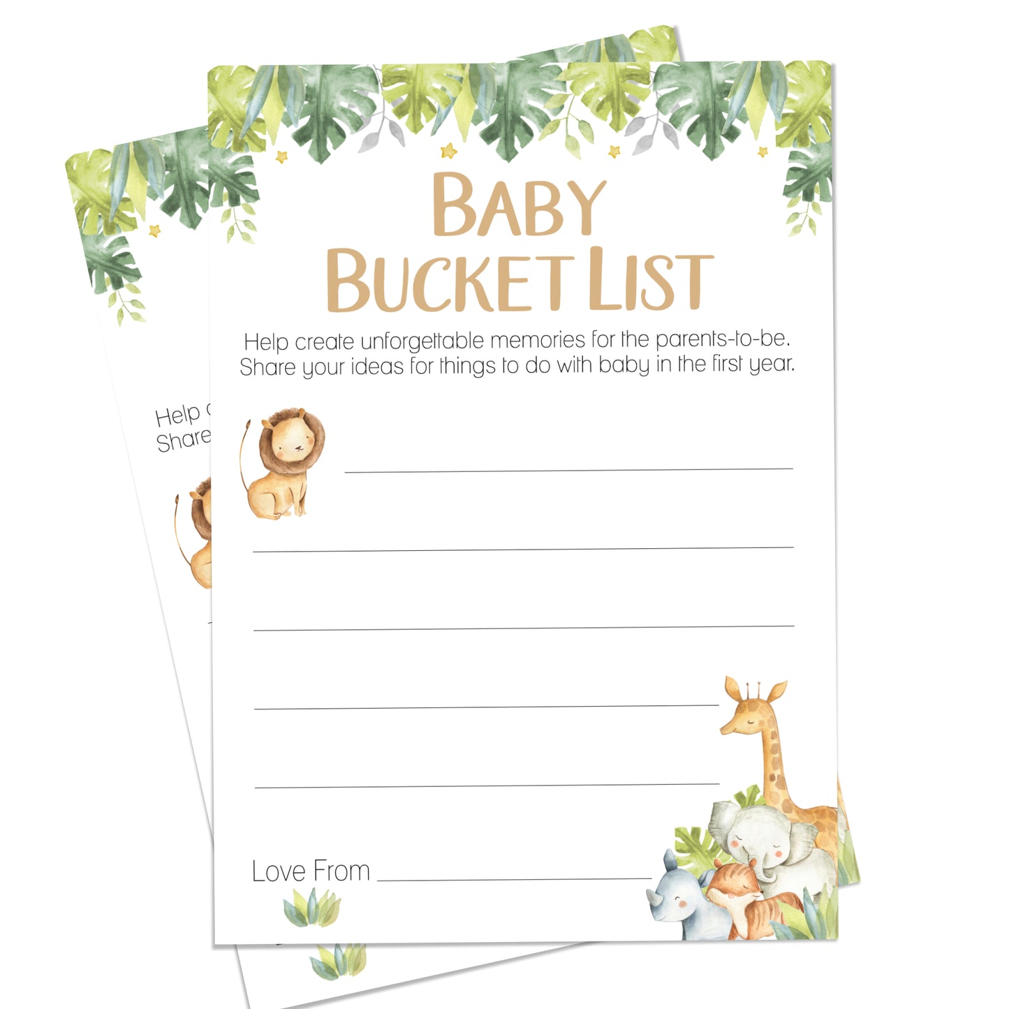 Baby Bucket List in Safari Theme