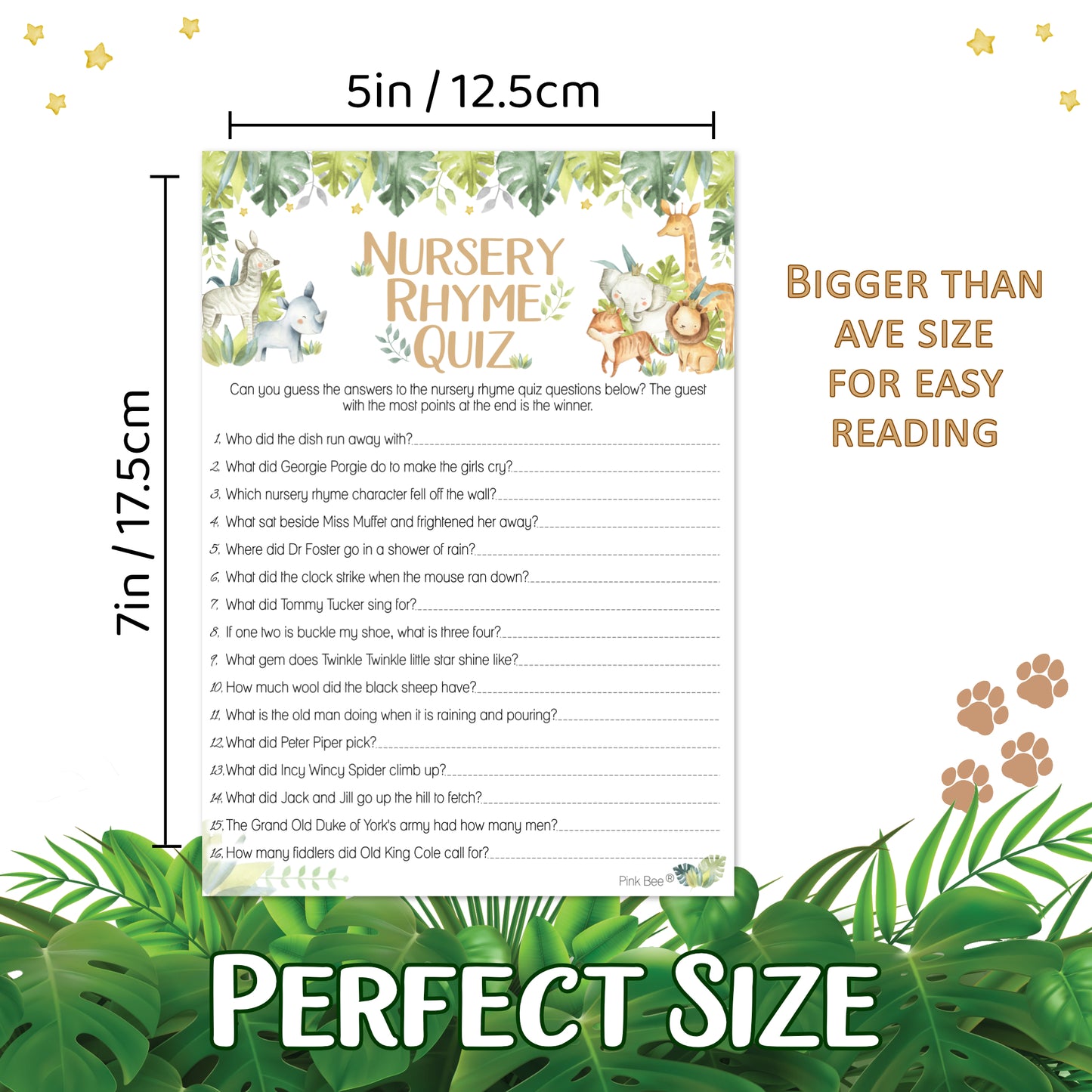 Baby Safari Nursery Rhyme Quiz Game