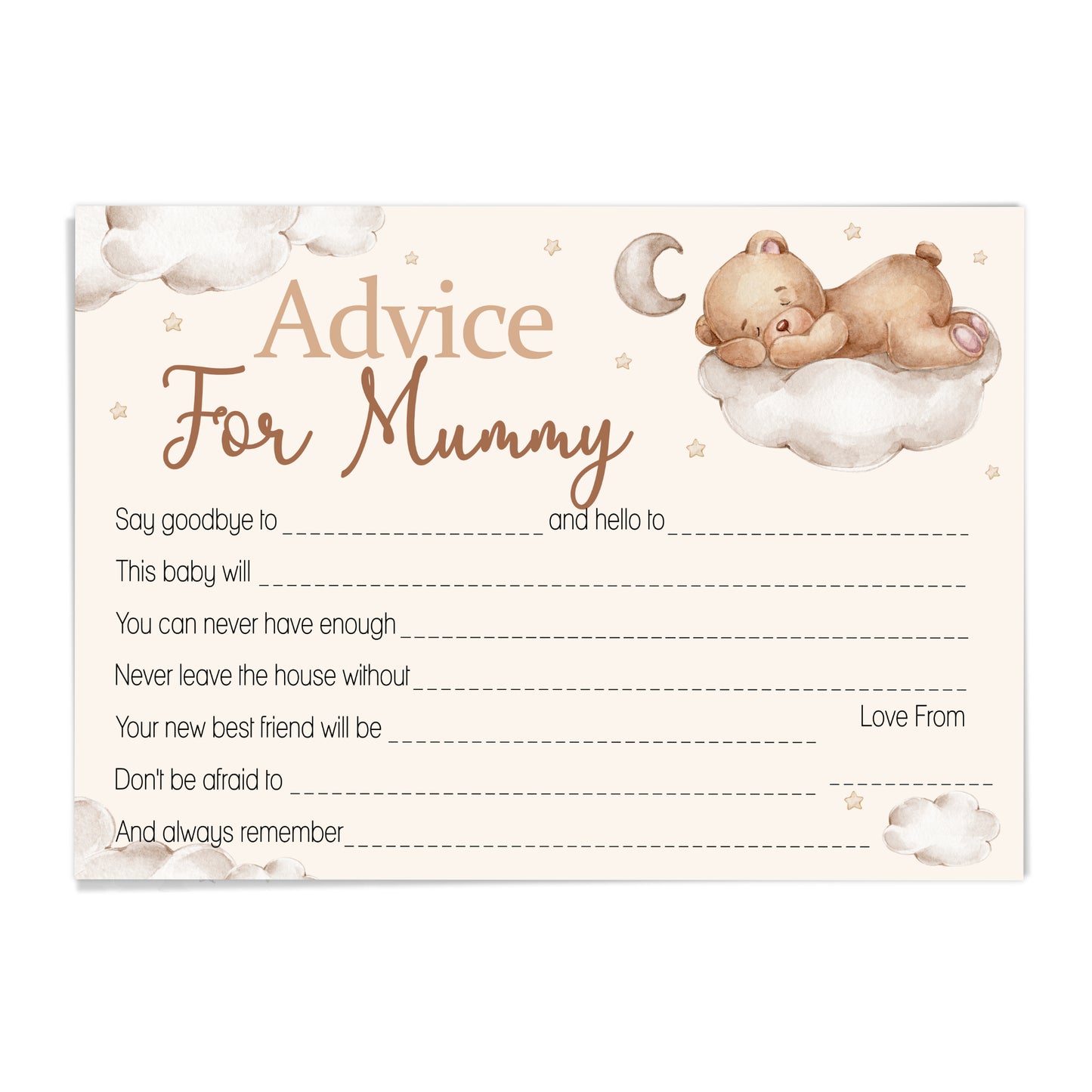 Teddy Advice Cards Keepsake