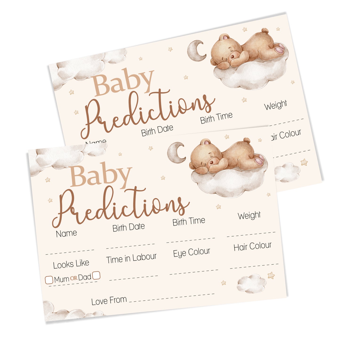 Teddy Prediction Cards