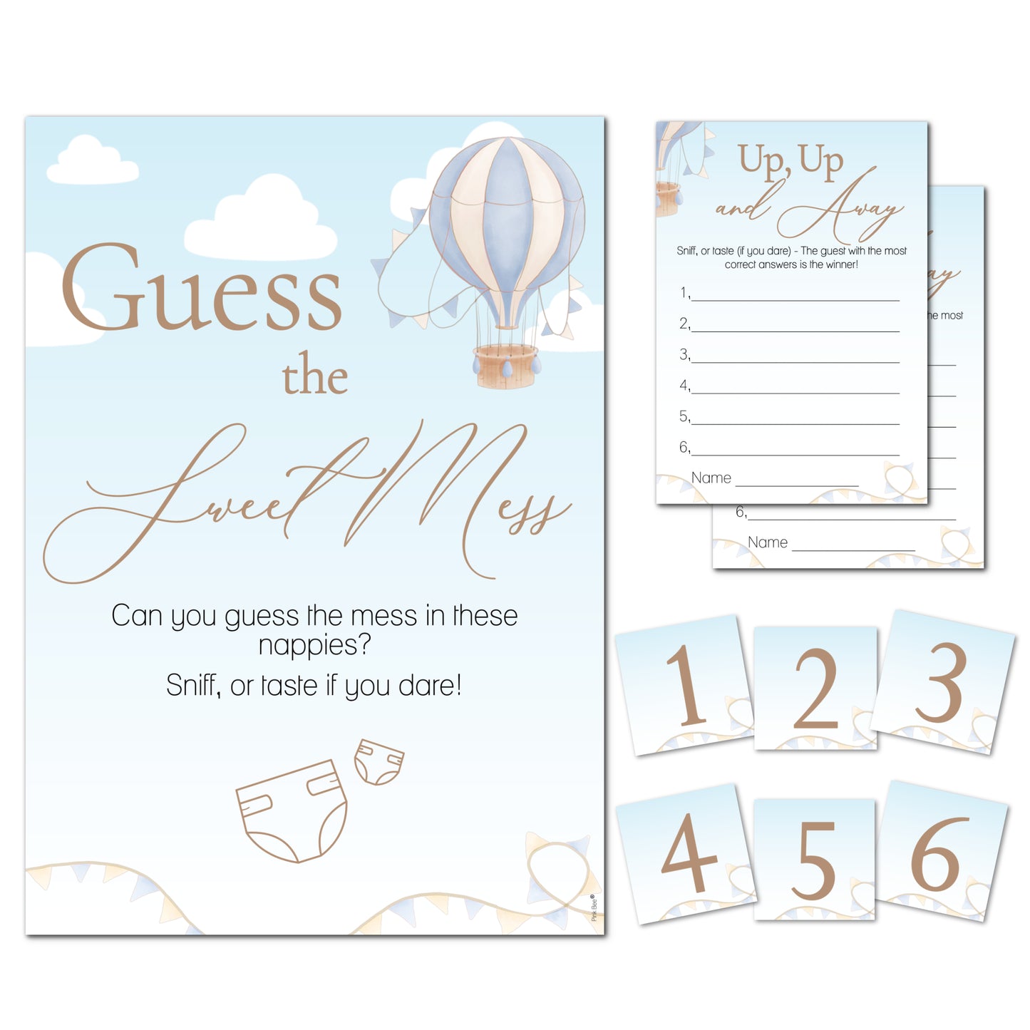 NEW - Up Up and Away Themed Guess the Sweet Mess Game In Blue