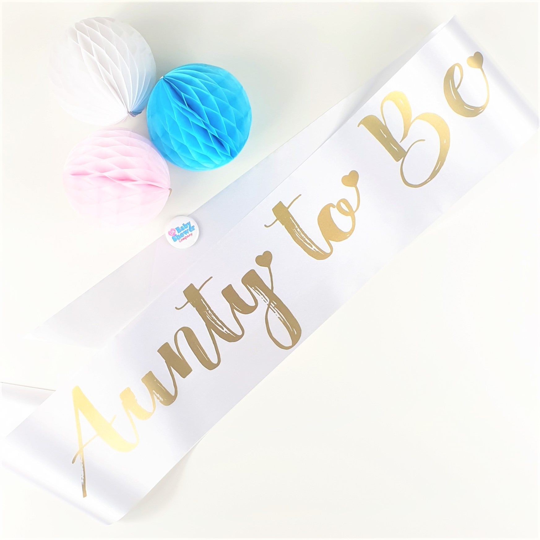 Aunty to Be Sash - White - Uk Baby Shower Co ltd