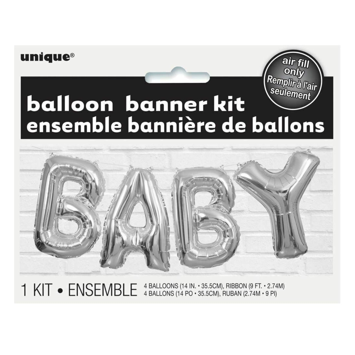 Silver BABY Foil Balloon Banner Kit