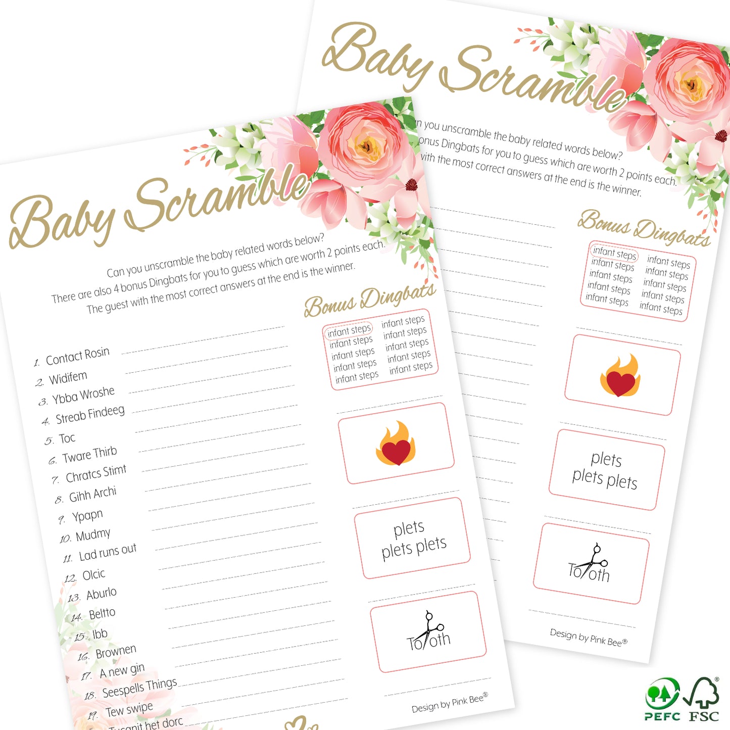 Pink Floral Baby Scramble Game