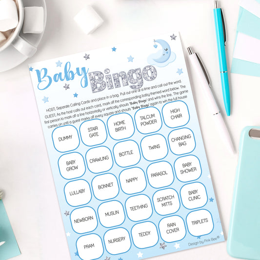 Blue Moon and Stars Baby Bingo Game