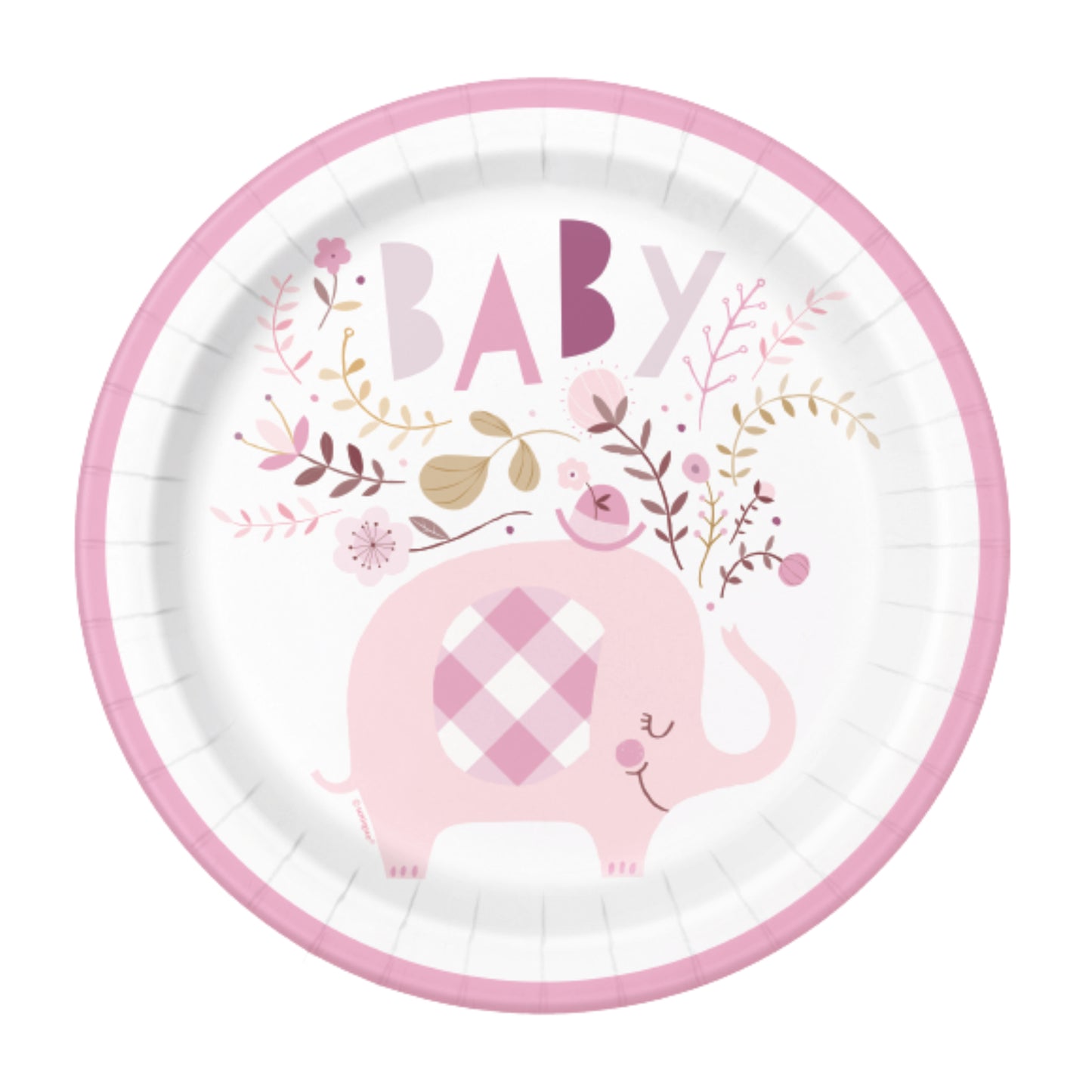 Pink Floral Elephant Dinner Plates