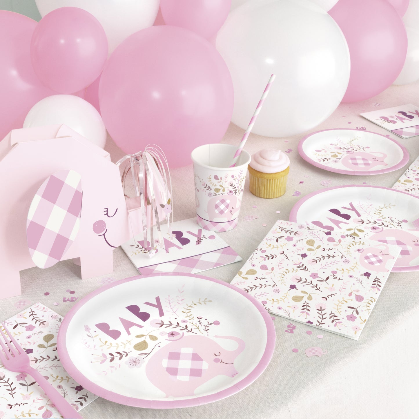 Pink Floral Elephant Napkins