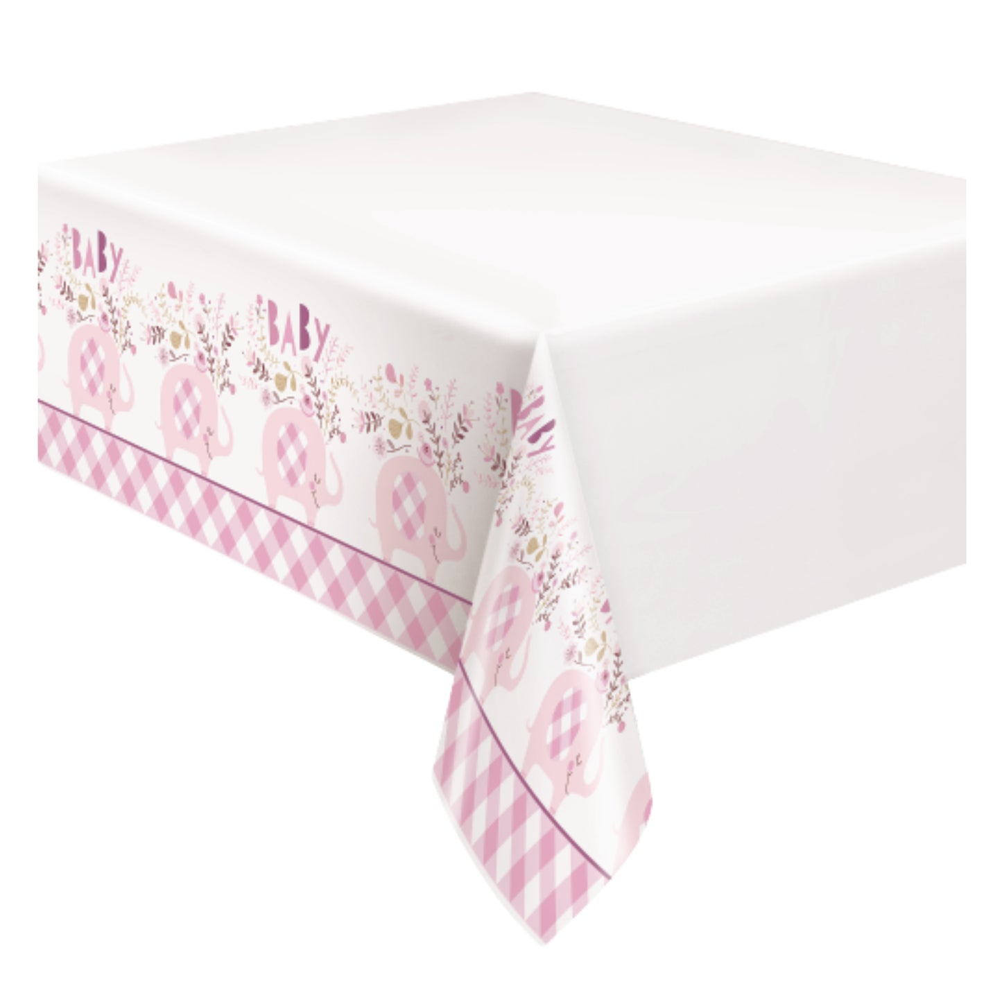 Pink Floral Elephant Tablecover