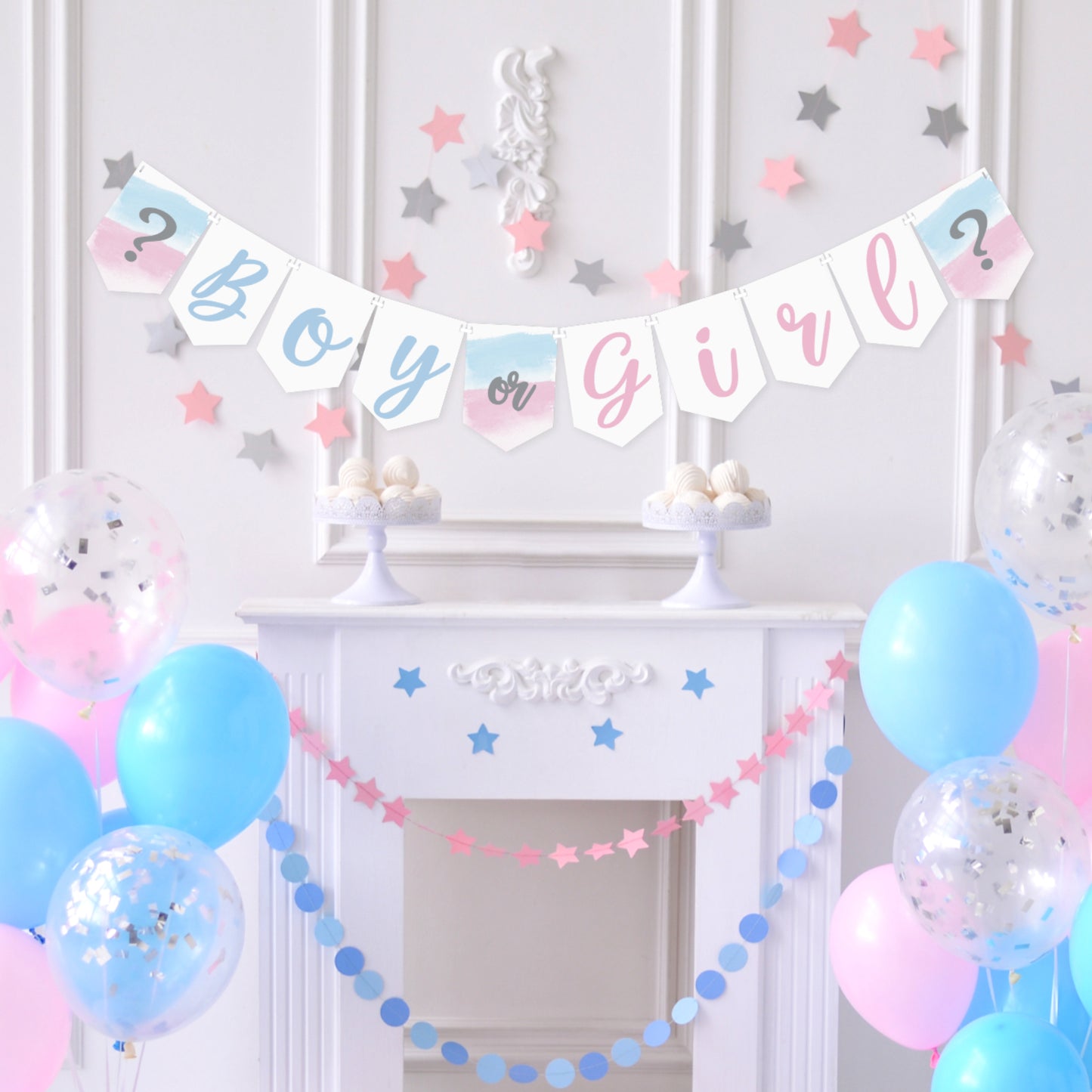 Watercolour Gender Reveal Banner