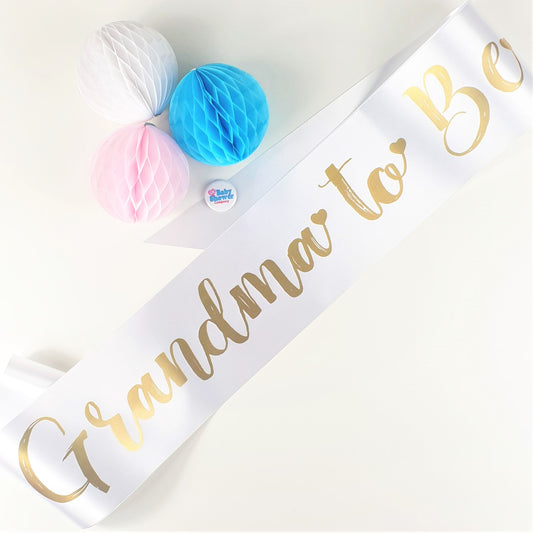 Grandma to Be Sash - White - Uk Baby Shower Co ltd