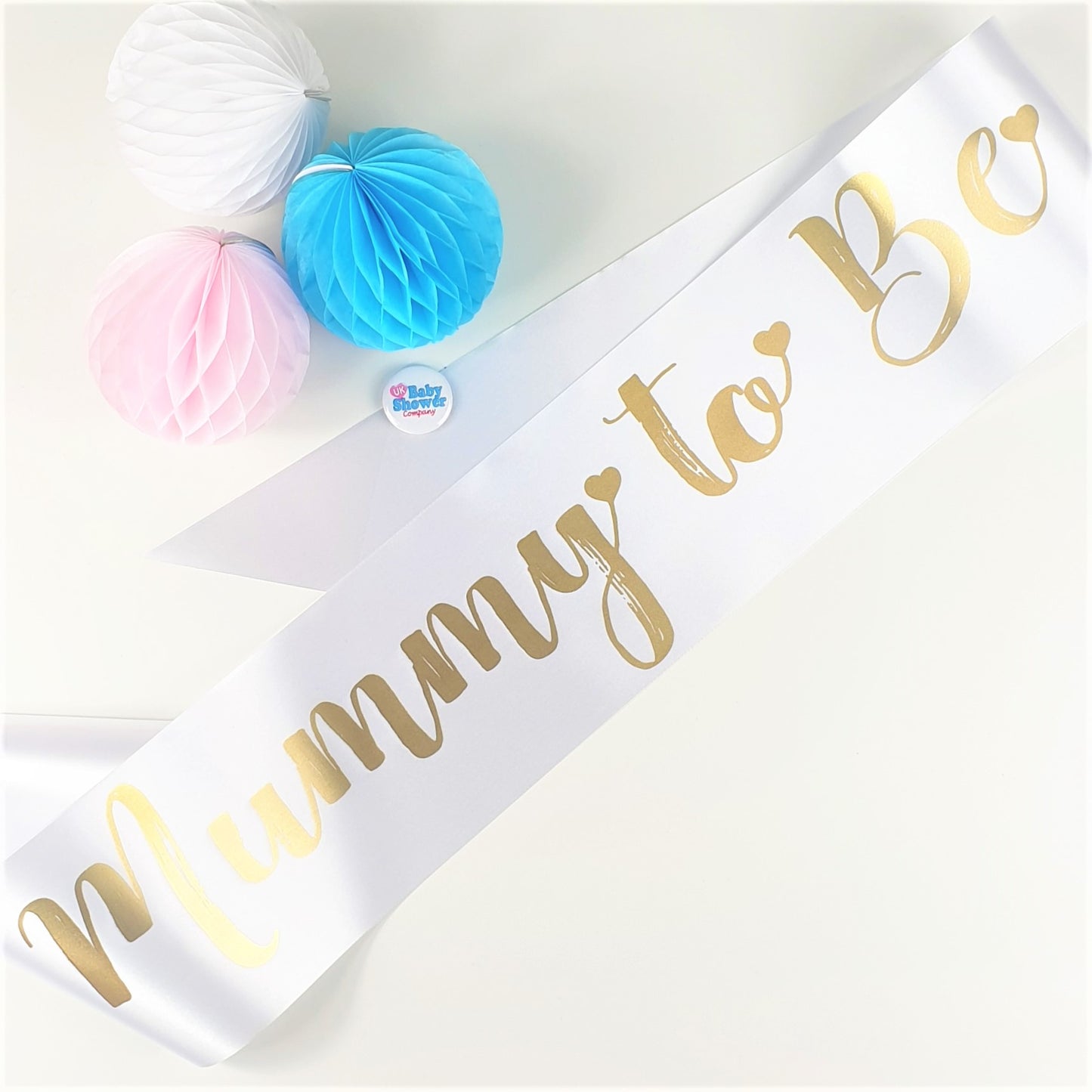 Mummy to Be Sash - White - Uk Baby Shower Co ltd