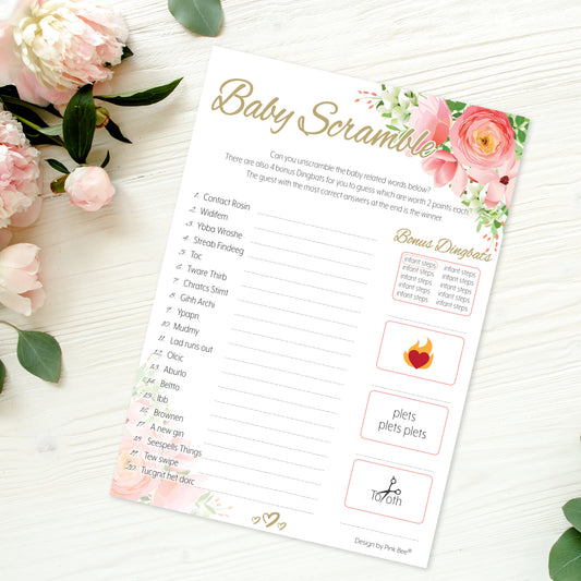 Pink Floral Baby Scramble Game