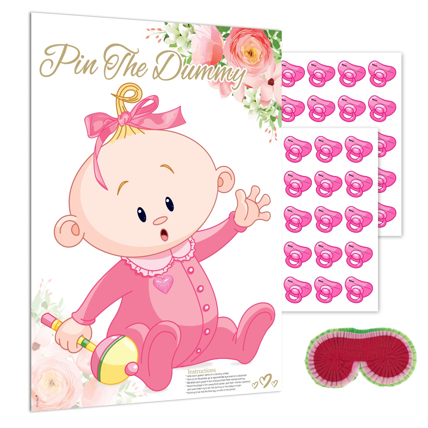 Pink Floral Pin the Dummy Game