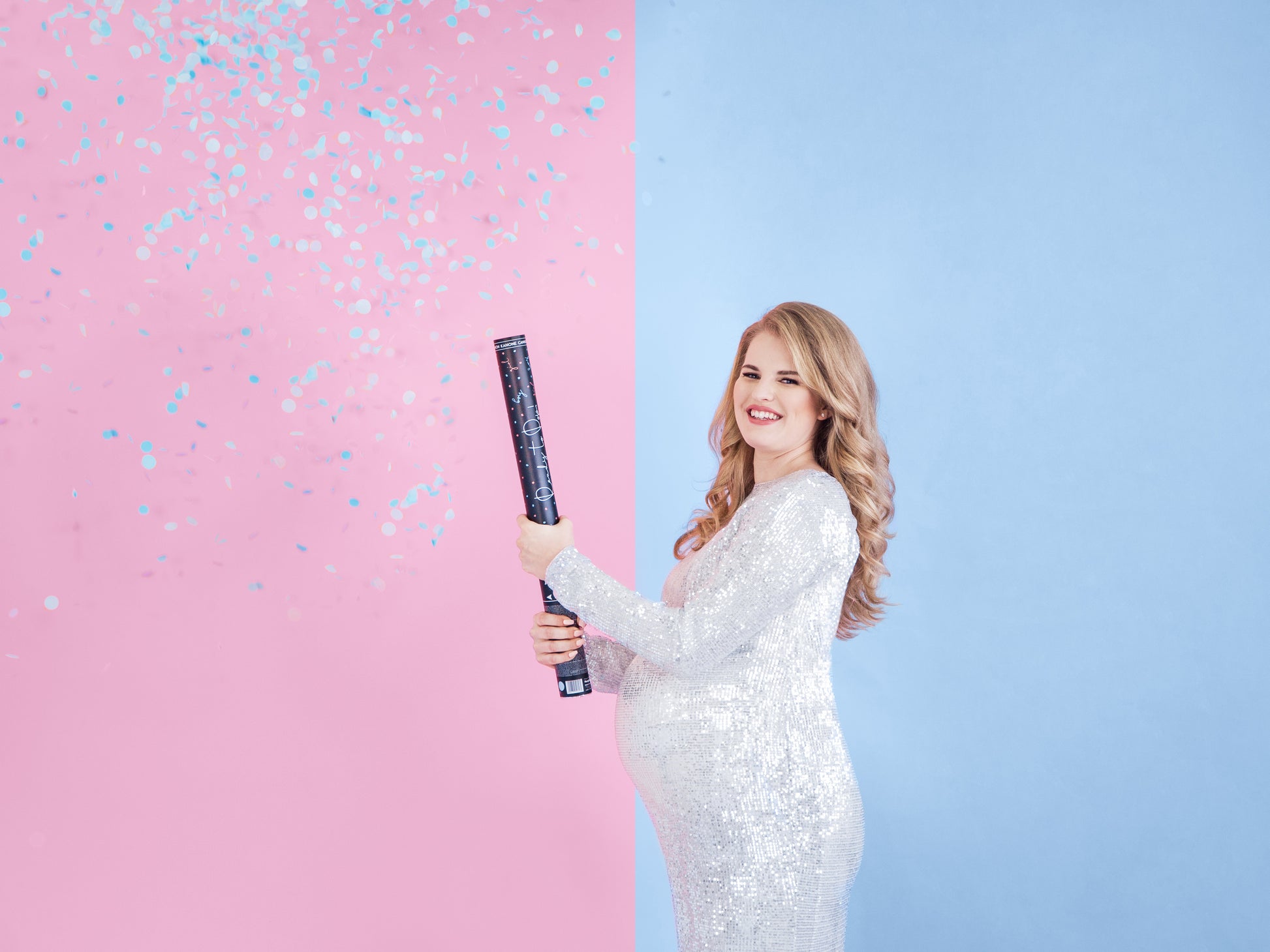 Gender Reveal Giant Confetti Cannon - BLUE - Uk Baby Shower Co ltd