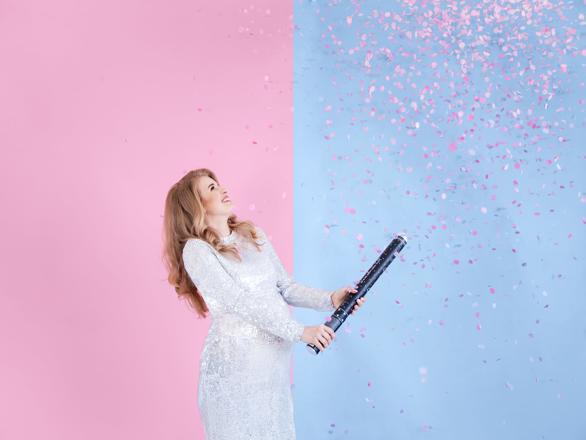 Gender Reveal Giant Confetti Cannon - PINK - Uk Baby Shower Co ltd