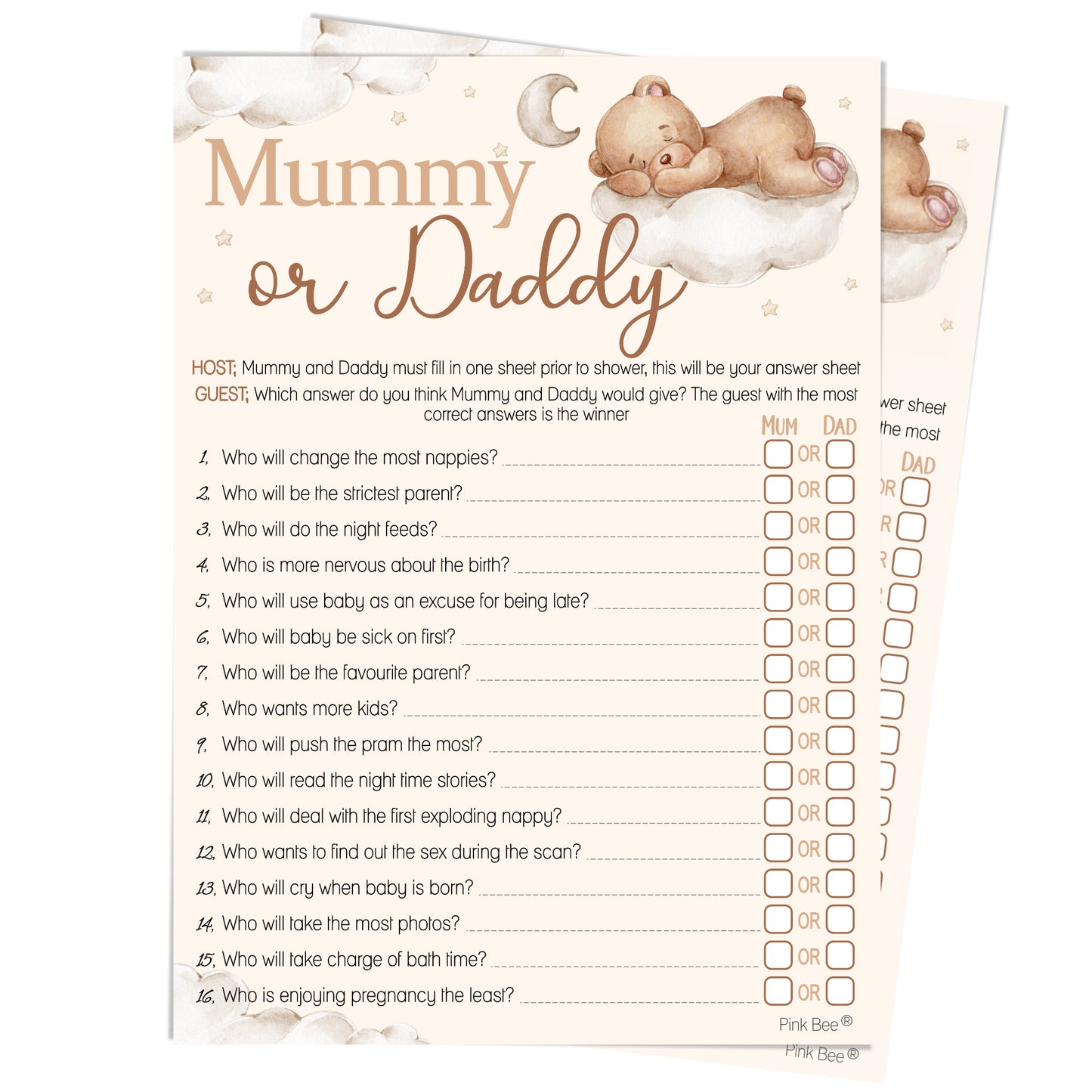 Teddy Mummy or Daddy Game