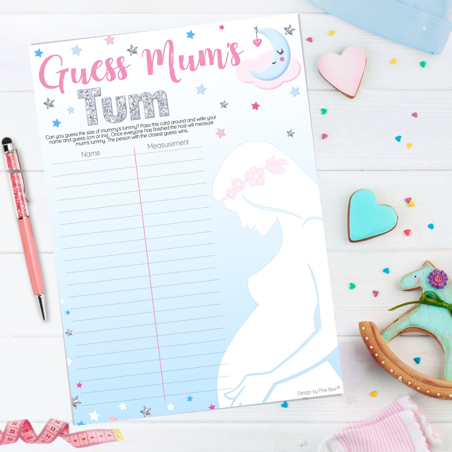 Unisex Moon and Stars Guess Mums Tum Party Game