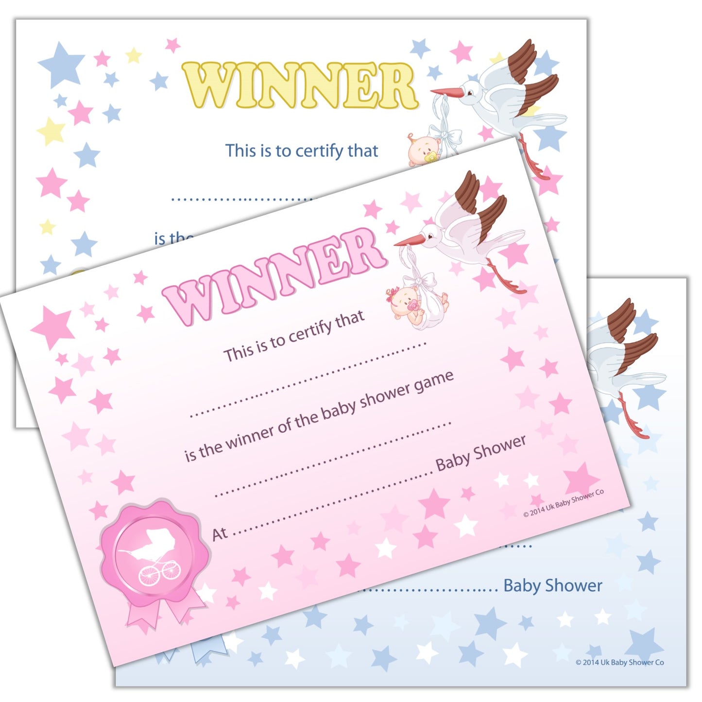 Winners Certificates Stars Theme,[product type] - Baby Showers and More