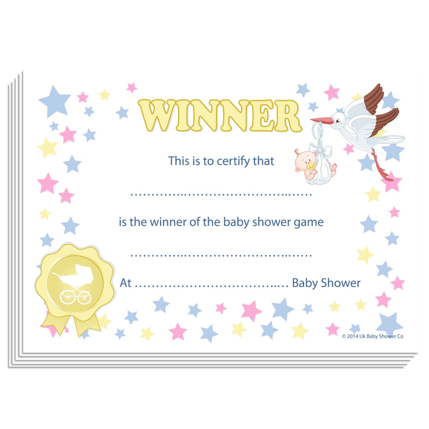 Winners Certificates Stars Theme,[product type] - Baby Showers and More